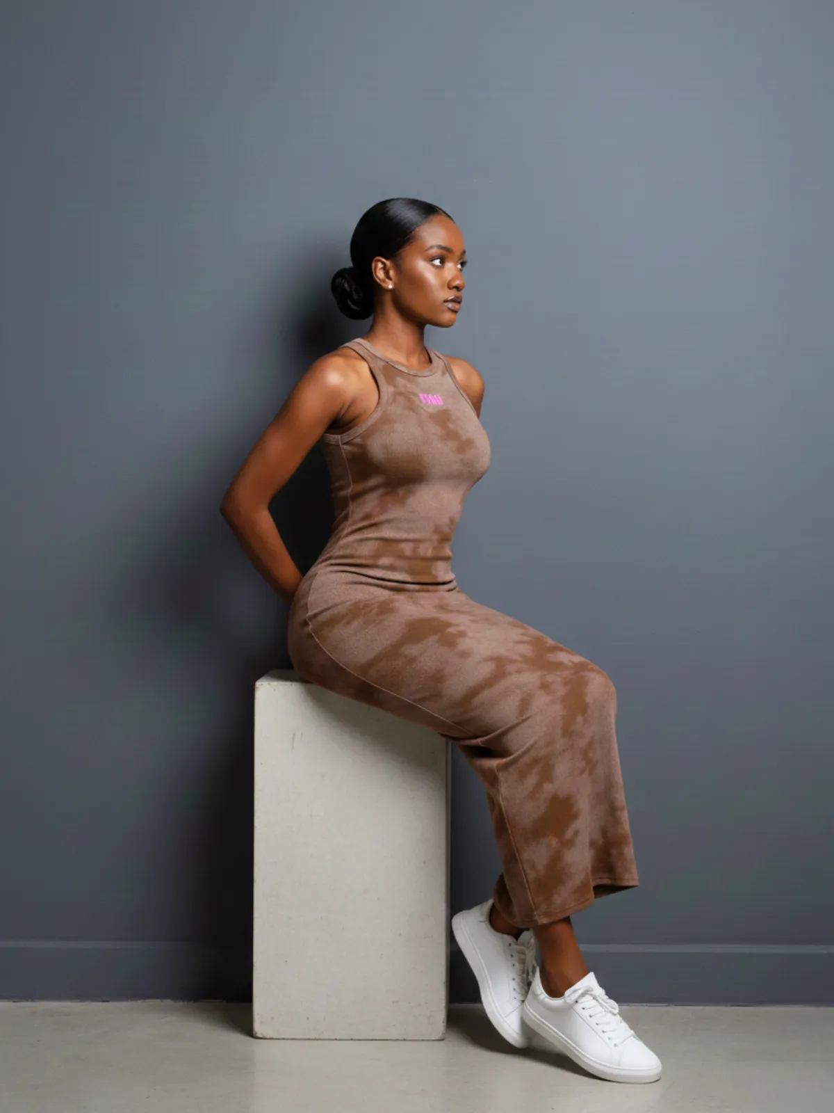 Ribbed Tie-Dye Bodycon Dress - Cotton dresses available at theGirlyZone Kampala